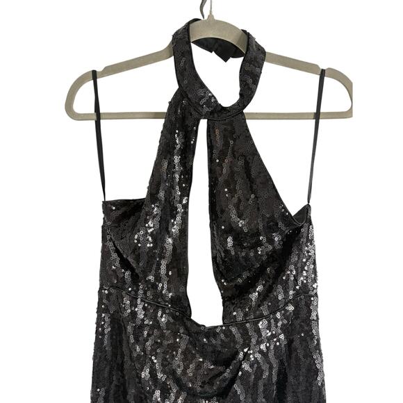 Michael Costello x REVOLVE Rick Sequin Gown Halter Gala Formal Witchy Prom Sz L - Picture 6 of 12